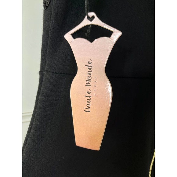 Haute Monde Embroider Embellished Black Dress, Size S - Picture 3 of 7